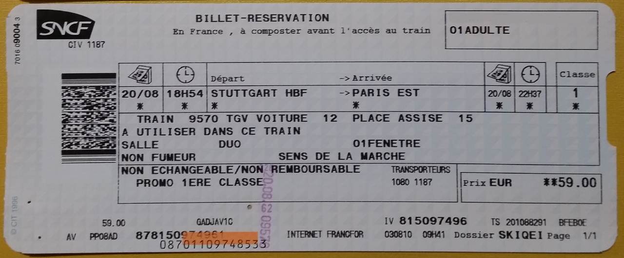 STUTTGART → PARIS per TGV / ICE | Fahrzeit, Preise (2018)