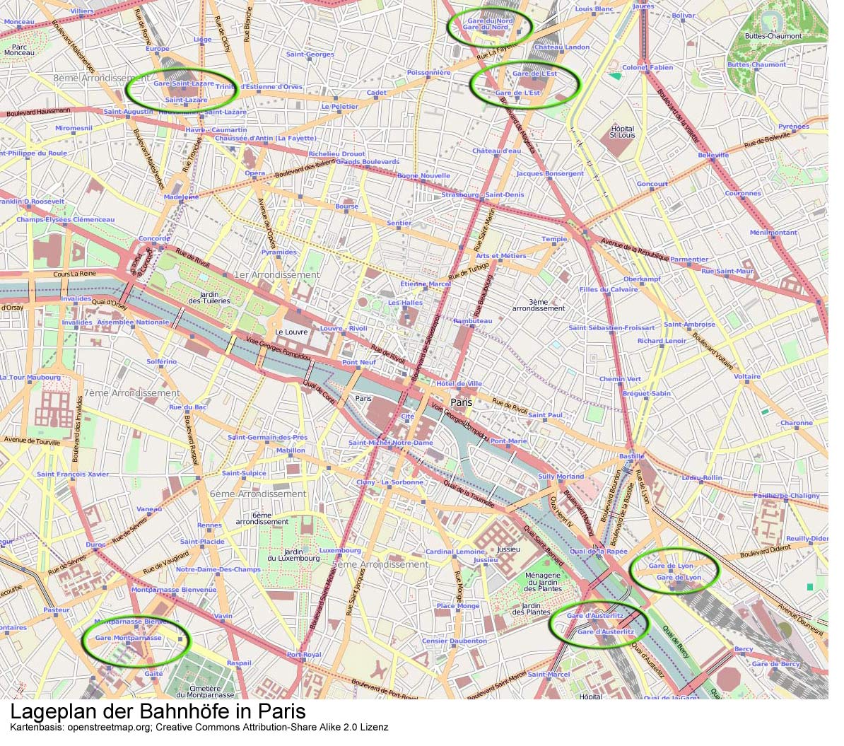 GARE DE L´EST Paris Reiseführer TGV, ICE → Nahverkehr